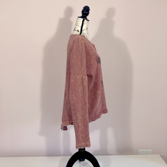 LEITH (Nordstrom) Womens Oversized Bleached Red Hi-Low N.Y.C. Sweatshirt XS - Picture 3 of 7